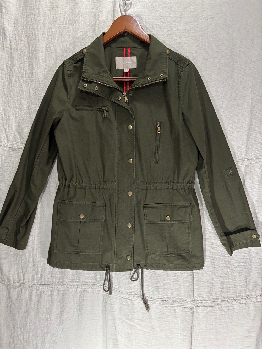 Banana Republic Olive Utility Jacket with Drawstring Waist